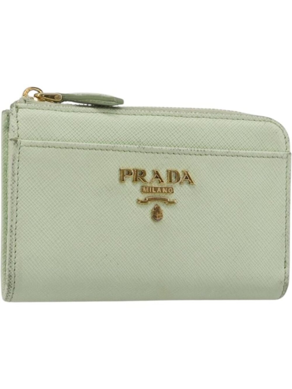 PRADA Coin Purse Saffiano leather Mint Green Gold